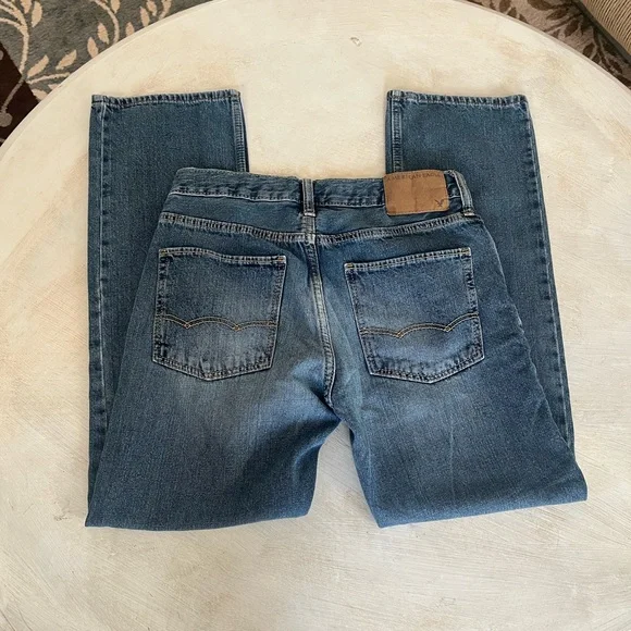 American Eagle Original Straight Jeans, Classic Denim, 100% Cotton, Size 28 - Picture 4 of 4